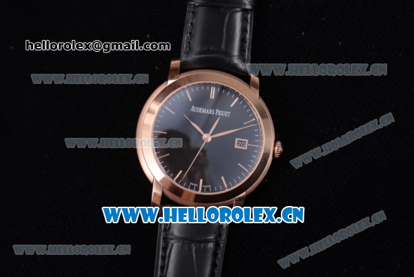 Audemars Piguet Jules Audemars Clone AP Calibre 3120 Automatic Rose Gold Case with Black Dial and Stick Markers (EF) - Click Image to Close